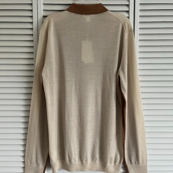 NEW with tags COS knit long sleeve polo shirt brown & beige men’s small rare - Picture 8 of 16